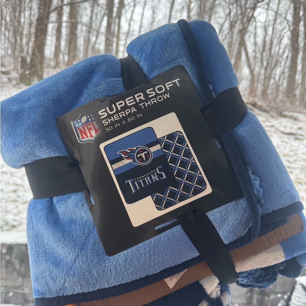 NFL Titans Blue Sherpa Throw Blanket